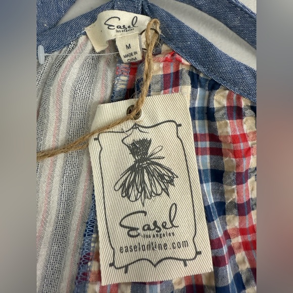 NWT Easel Boho Patchwork Maxi Dress Size M Linen Cotton Adjustable Festivals - Picture 10 of 15